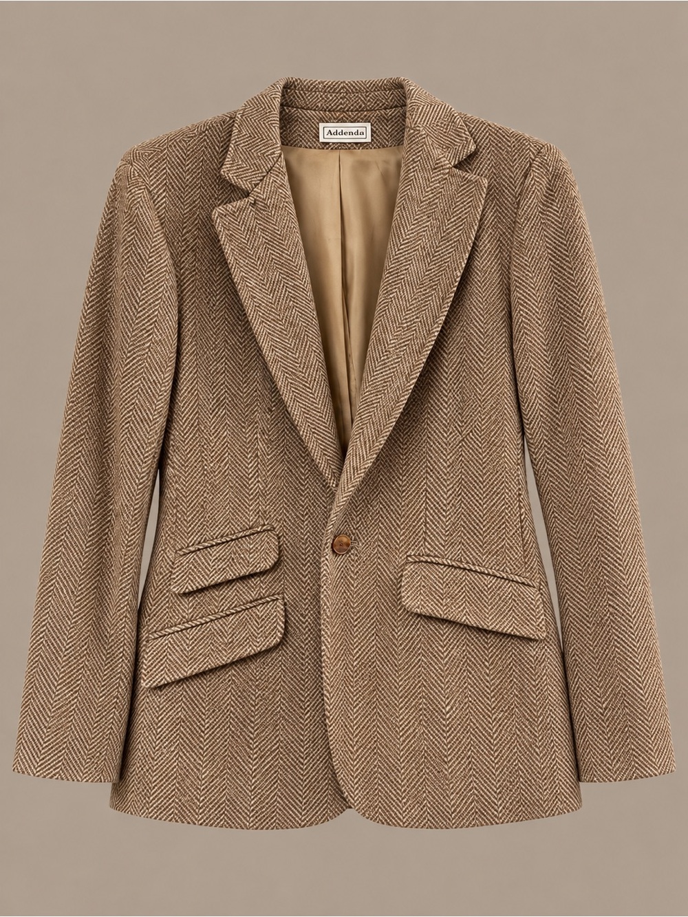 Women’s brown Herringbone 100% Wool Blazer